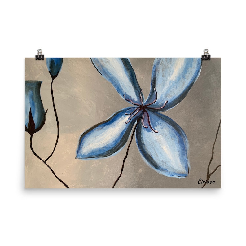 Blue Flower Print, Flower Print, Flower Painting, Blue Flowers, Flower