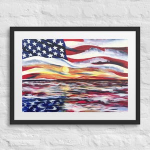 American flag framed print, American flag print, USA art