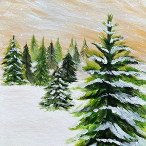 Christmas painting, winter tree, Christmas painting canvas, Christmas tree painting, tree painting, tree farm, winter painting, winter art