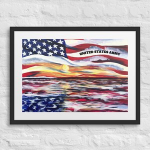 Army framed print, army print, army gift, army art, American flag print, USA art