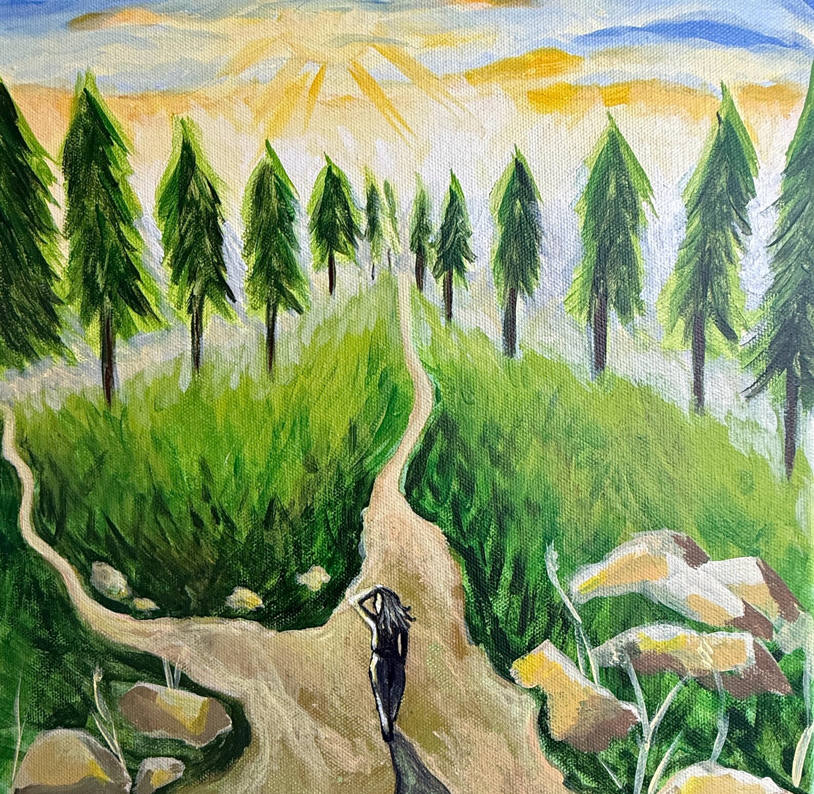Road Less Traveled, Path Less Traveled, Landscape Painting, Believe in