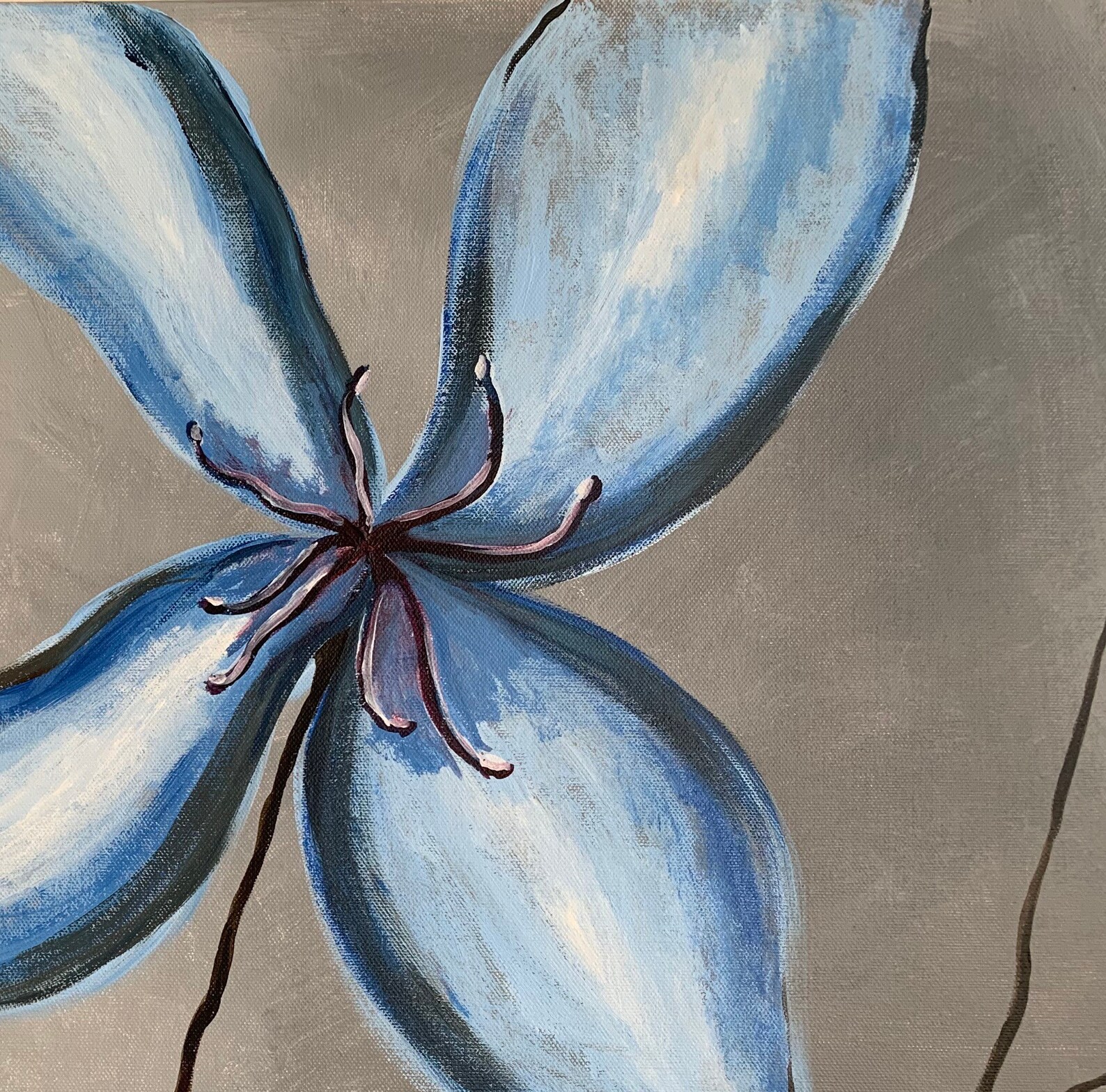 Flower Painting Blue Flower Painting Original Acrylic Etsy