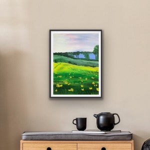 green landscape print, landscape print, landscape painting, landscape wall art, landscape art, home decor, wall art, green fields print