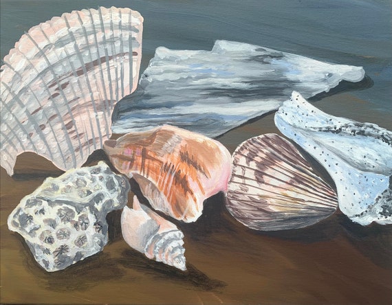 Seashells Painting, Seashell Art, Beach Art, Beach Décor, Home Décor, Beach  Wall Art, Beach Painting, Custom Beach Painting, Beach Shell Art -   Canada