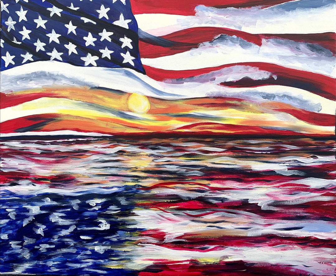 American Flag, American Flag Painting, Usa Art, American Flag Art, Original  Painting, Red White Blue Wall Art, Office Decor, Veteran Gift - Etsy
