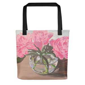 Pfingstrose Einkaufstasche, Pfingstrose Malerei original, Blume Einkaufstasche, Blumenmalerei, Gartentasche, Mädchen Tasche, Mädchen-Tasche, rosa Einkaufstasche, rosa Tasche