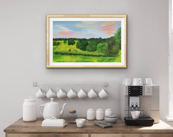 landscape print, original painting, landscape wall art, landscape art, home decor, farm decor, landscape painting, green landscape print