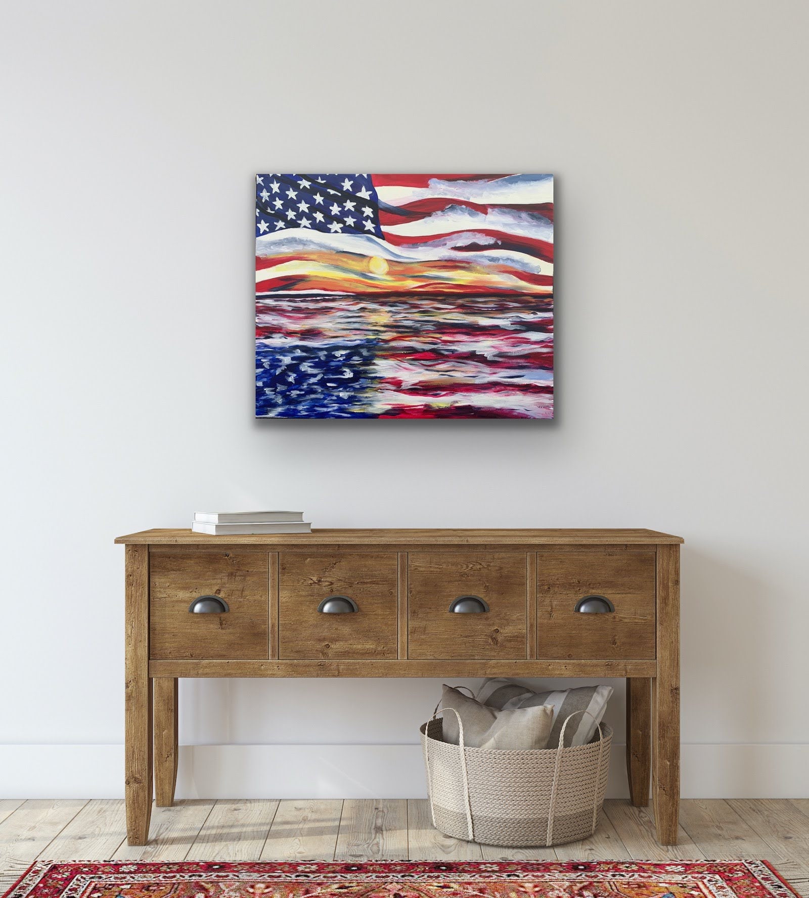 24 x 36 Canvas Wall Art Print, American Flag Home Decor #131