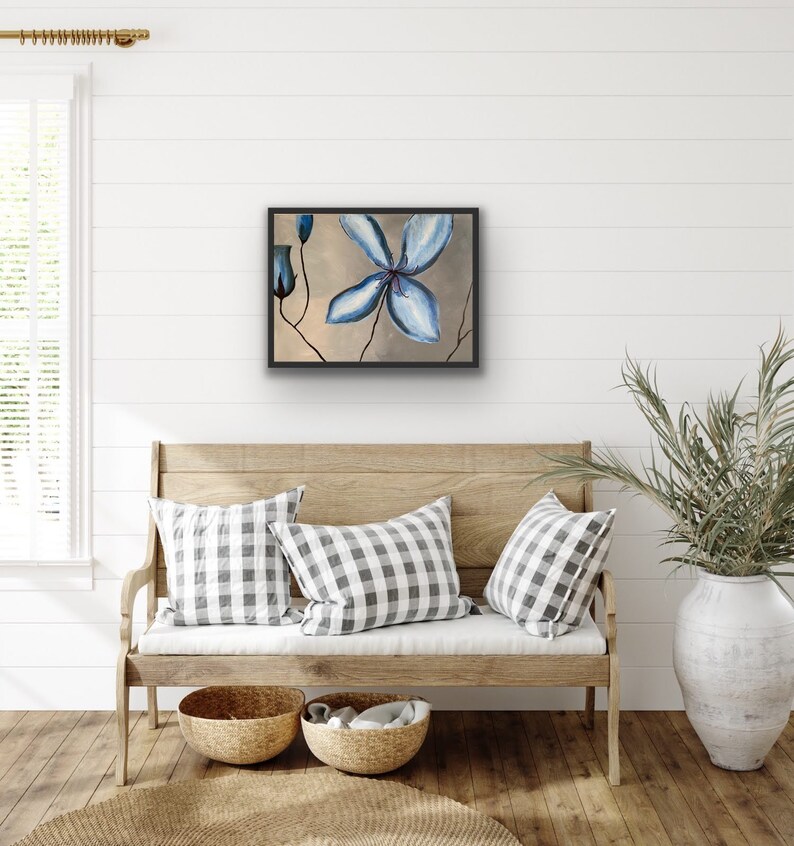 Blue Flower Print, Flower Print, Flower Painting, Blue Flowers, Flower