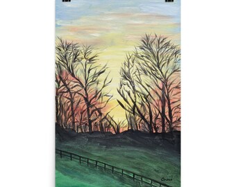 tree print, tree art, nature print, home decor, sunset painting, trees wall art, home decor wall art, tree wall art, tree wall decor