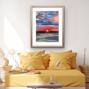 Outer Banks print, obx, outer banks art, sunset print, Jockeys Ridge, sunset décor, blue sky painting, pink sunset print, red sunset image 8