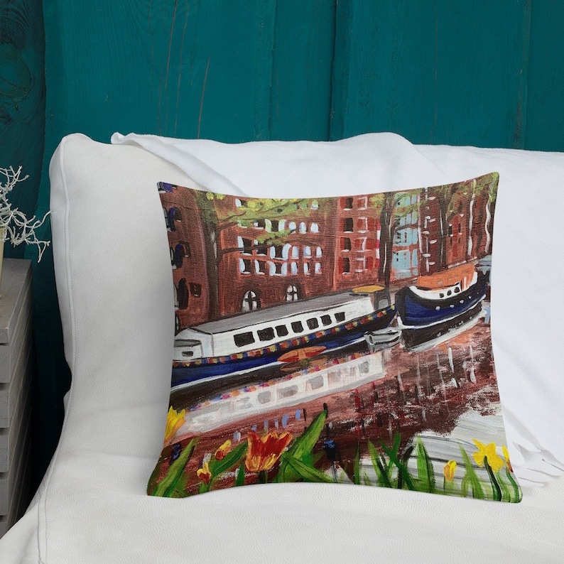 Amsterdam Pillow Original Art Amsterdam Art Amsterdam Art Etsy