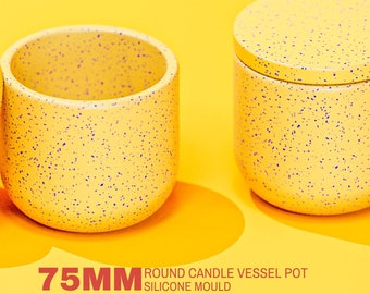 CANDLE VESSEL MOULD Silicone Mould 75mm Candle Pot Mould With Lid Plant Pot Mould Round Pot Tulip Pot Mould Concrete Mould Jesmonite Wax