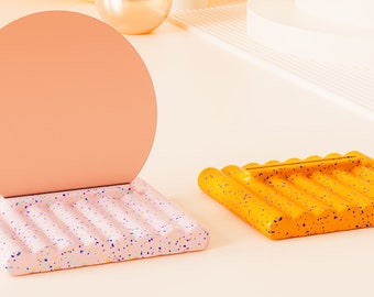 MIRROR STAND MOULD Silicone Mould Wave Mirror Stand Concrete Cement Mold Mirror Holder Table Stand Table Top Stand Resin Mold Jesmonite