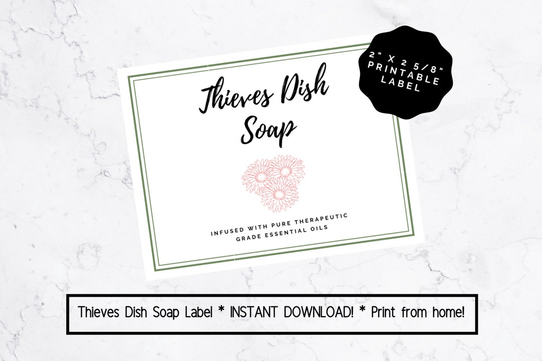 PRINTABLE Thieves Dish Soap Label Printable DIY Dish Soap Etsy