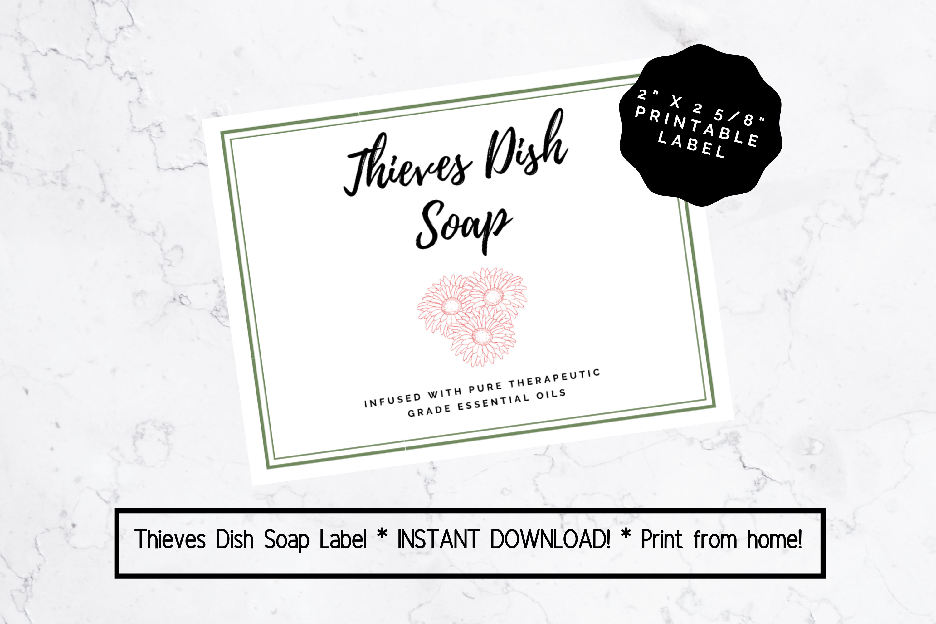 PRINTABLE Thieves Dish Soap Label, Printable DIY Dish Soap Sticker