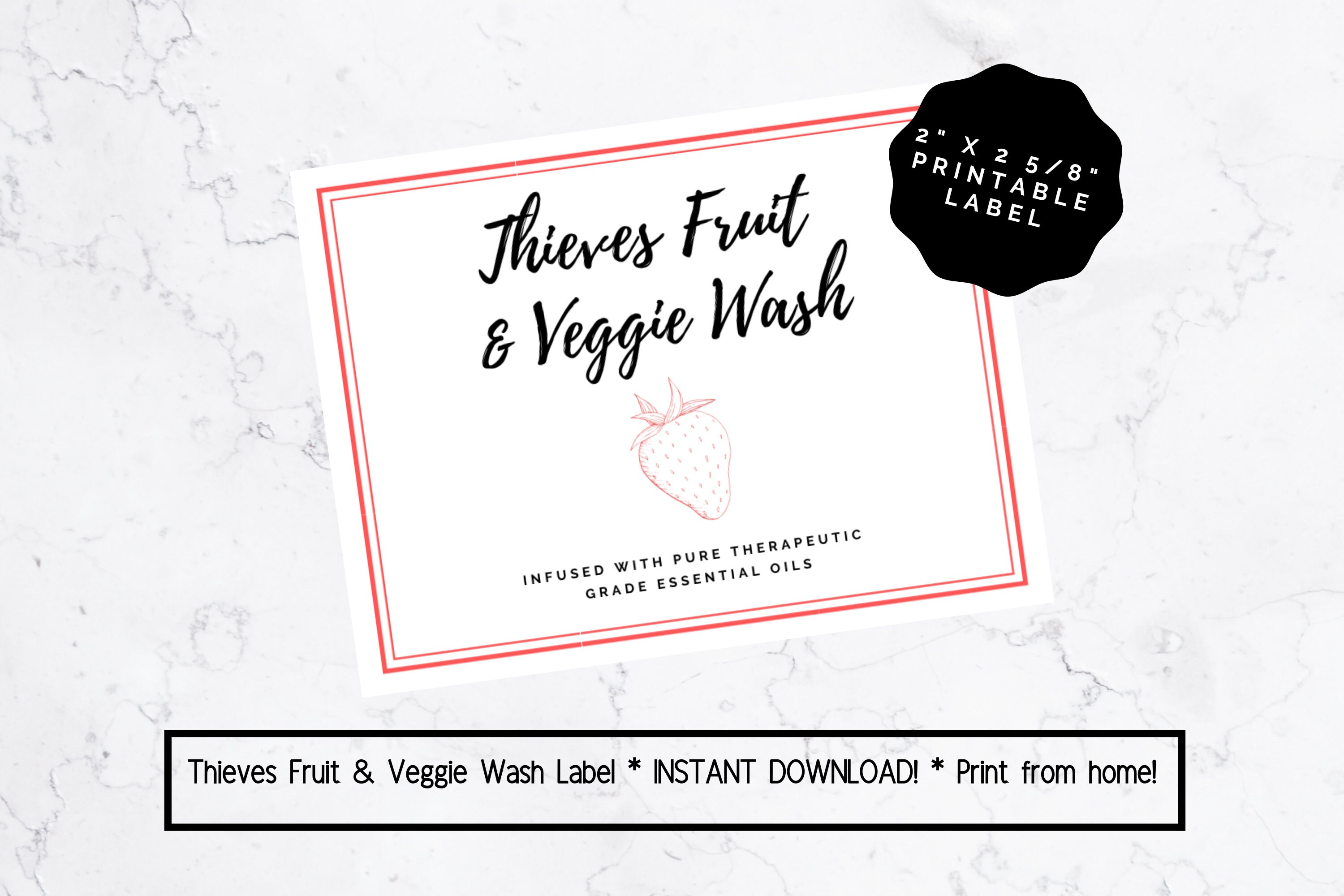 PRINTABLE Thieves Fruit and Veggie Wash Label, Printable Fruit and