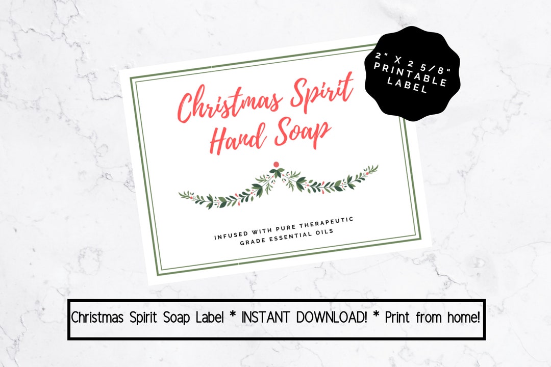 PRINTABLE Christmas Spirit Hand Soap Label, Printable DIY Essential Oil ...
