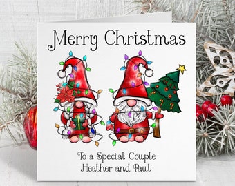 Personalised Christmas Card for Special Couple, Daughter and Son in Law, Son and Daughter in Law, Friends, Partner, Fiance, Boyfriend, Gnome