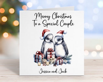 Personalised Christmas Card for Special Couple, Daughter and Son in Law, Son and Daughter in Law, Friends, Partner, Boyfriend, Penguin