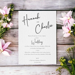 Wedding Invitations, Personalised Wedding Invites, Evening Wedding Reception Invitation, Modern Calligraphy, Budget Cheap Affordable Invite