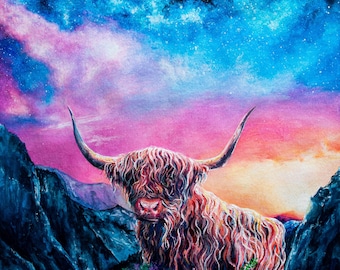 Highland Cow Giclée Art Print - A4, A3