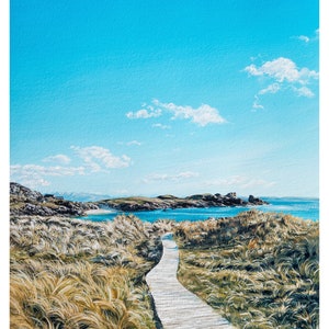 The Path to Clachtoll Beach Fine Art Print | Scottish Highlands NC500 Painting