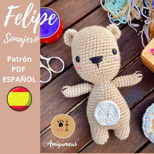 Patrón oso crochet sonajero ganchillo.