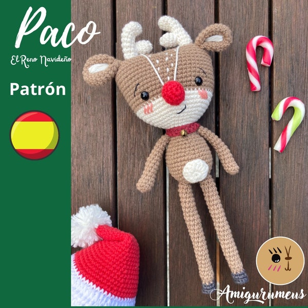 Patrón crochet Paco el reno navideño .rudolph. Rudolf