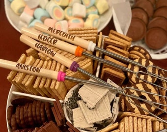 Personalized Marshmallow Roasting Sticks - Engraved Roasting Sticks - Fire Pit - Campfire - Custom Sticks- Wedding Favors