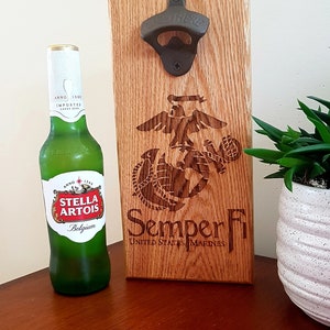 Marine Wall Mount Bottle Opener, Semper Fi, Wall Mount Bottle Opener, Marine Beer Opener,  Gift for Military