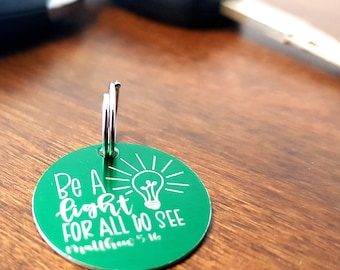 Bible Tag Key Chain - Matthew 5:16 - Be A Light For All To See - 1" Aluminum Tag - 8 Different Colors - Bag Tag