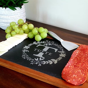 Personalized Slate Charcuterie Board, Slate Serving Board, Slate Meat and Cheese Board, Cheese Plate, Wedding gift, anniversary gift