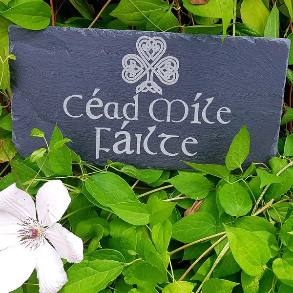 Cead Mile Failte Slate Door Hanger, Irish Welcome Door Sign, Celtic WELCOME, Front Door Welcome Sign, Door Hanger, Front Porch, Irish