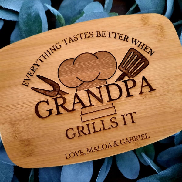 Gift for Him - Daddy Cutting Board, Papa Gift, Everything Tastes Better, Personalized Cutting Board, Grandfather Gift