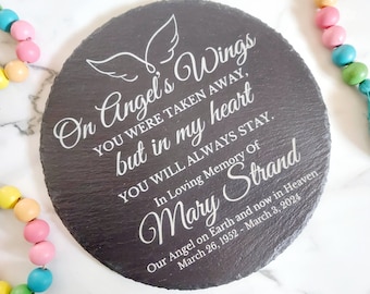 Personalized On Angels Wings Memorial Garden Stone, Personalized Garden Stone, Memorial Gift, Sympathy Gift, Garden Stone
