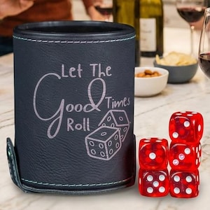 Personalized Leather Dice Cup, Groomsmen Dice Cup, Bunco Dice Cup, Gifts for Dad, Gifts for Him, Gift for kids
