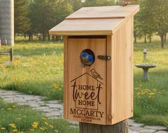 Personalized Bird House, Custom Cedar Bird House, Closing Gift, New Home Gift, Birthday Gift, Bird Watcher, Outdoor Bird House, Fathers Day