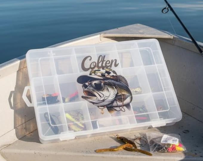 Personalized Fishing Tackle Box - Customizable Organizer for Lures and Gear - Perfect Gift for Dad,  Kids, Anglers, & Fishermen of all ages