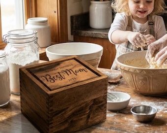 Wood Heirloom Recipe Boxes for 4x6 or 3x5 Cards, Bridal Shower Recipe Box, Kitchen Recipe Storage Box, Wedding Gift for Couple Fancy
