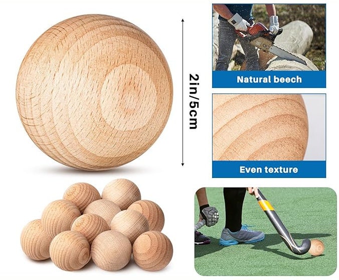 Hockey Revolution Zweedse Stickhandling Ballen 5-Pack - Hardhouten Non-Bounce Floorball Trainingsuitrusting - voor Floor Dribbelvaardigheden, Dekes & Balhanteringsoefeningen - 5,1 cm Diameter Hockey Revolution Zweedse Stickhandling Ballen 5-Pack - Hardhouten Non-Bounce Floorball Trainingsuitrusting - voor Floor Dribbelvaardigheden, Dekes & Balhanteringsoefeningen - 5,1 cm Diameter