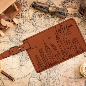 Étiquette à bagages personnalisée, étiquette à bagages gravée, cadeau de voyage monogrammé, cadeau de voyage, cadeau pour étudiant