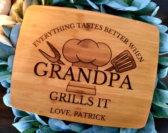 Grandpa Cutting Board, Papa Gift, Everything Tastes Better, Personalized Cutting Board, Grandfather Gift, Father&#39;s Day Gift, Grill master