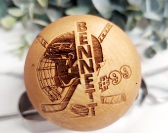 Personalized Wood Swedish Stickhandling Balls, Hardwood No Bounce Floorball, Engraved Stickhandling Ball, coaches gift, team player gift