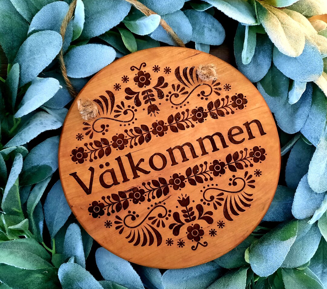 VALKOMMEN or VELKOMMEN Door Sign, Door Hanger, Front Door