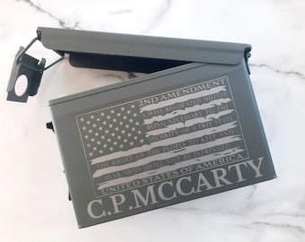 Personalized Ammo Box, Groomsmen Gifts, Father&#39;s Day Gifts, Gifts for Dad, Personalized gifts for Dad, Hunter Gift, Military Gift, Unique