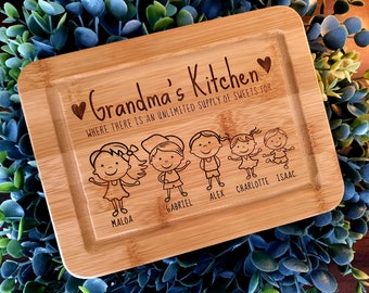 Personalized Grandma&#39;s Kitchen Cutting Board - Custom Cutting Board - Personalized Mothers Day Gift, Nana&#39;s Kitchen, Abuela Gift, Abuelita