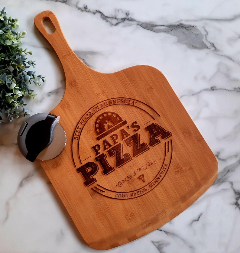 Personalized Pizza Peel, Engraved Pizza Paddle, Custom Pizza Board, Pizza Paddle, Pizza Server Board, Bamboo Pizza Board image 6