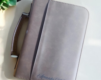 Personalized Bible Cover, Religious Gifts, Engraved Bible Cover Zipper, Bible Cover with Handle, Bible Case, Monogrammed Bible Cover, Custom