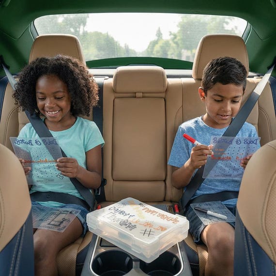 Road Trip Dry Erase Game Set For Kids And Families, Screen Free Travel Activity For Car Rides And Camping, Reusable And Travel Ready